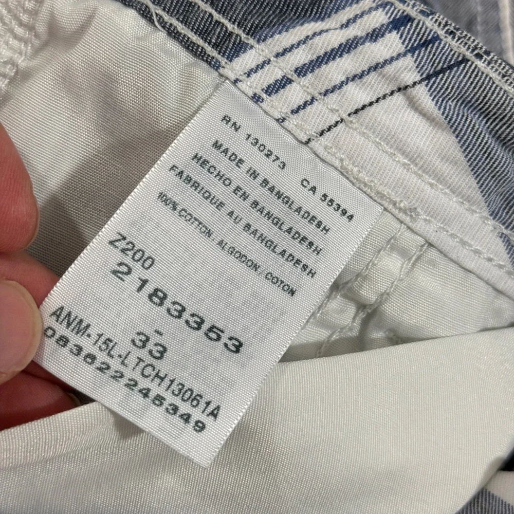 Lee Dungarees Cargo Shorts Mens 33 Blue White Plaid Good Cotton Utility Pocket